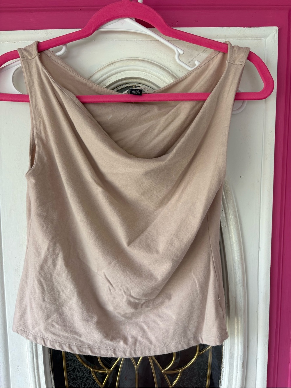 American Eagle Outfitters Beige Cowl Neck Sleeveless Tank